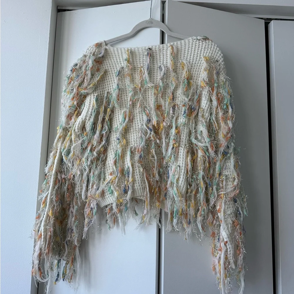 Margot Cream Multicolor Fringe Sweater - Picture 3 of 3
